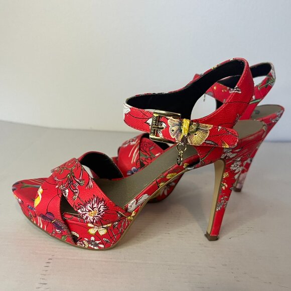 Womens G by GUESS Cenikka Platform Ankle Strap Sandals - 8 1/5  Red Multi - Picture 1 of 9